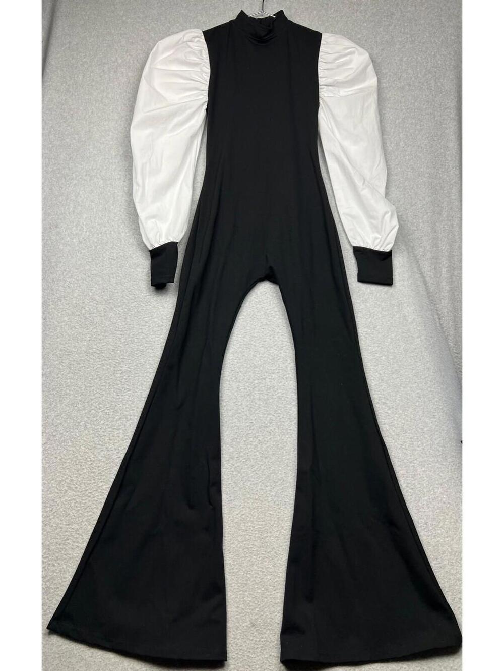Retro Y2k 90's CariÑo Santo Flare Leg Jumpsuit Bodysuit Sz S Minimalist Simple - Picture 1 of 16